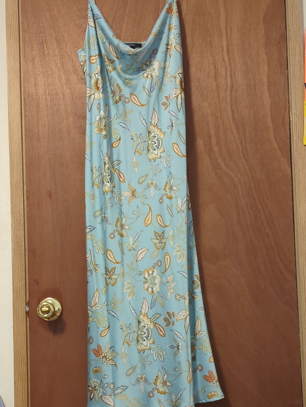 Forever 21 Sky Blue Floral Slip Dress with Cream Accents